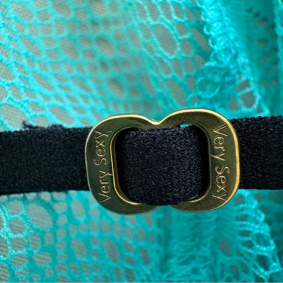 Victoria’s Secret Turquoise Lace Mesh Babydoll Slip Dress M Y2K, Indie Sleaze - Picture 7 of 15